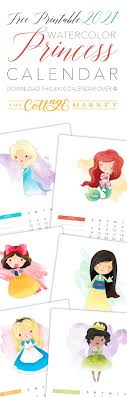 Free 2021 calendars that you can download, customize, and print. Free Printable 2021 Watercolor Princess Calendar The Cottage Market Free Printables Printables Watercolor Calendar