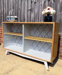 Scandi Style Restored And Upcycled Retro Vintage Bookcase Display Unit Sideboard Vintage Bookcase Retro Bookcases Scandi Dining Room
