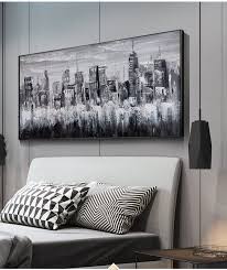 Black And White Cityscape Painting Large Original Abstract Cityscape Artcityscape Paintingblack Etsy Large Abstract Painting Cityscape Art Cityscape Painting