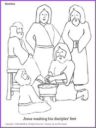 Portraying mary magdalene's act as she washes jesus feet with her hair and perfume. Day 3 Jesus Washing Disciples Feet Coloring Pages Kids Korner Biblewise Sunday School Kids Sunday School Crafts Bible For Kids