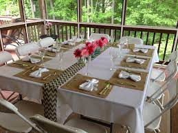 Hang black velvet curtains* between the front entryway and the rest of the room to give the party a grand entrance. Simple But Elegant Prom Dinner On The Porch Prom Decor Dinner Decoration Dinner Centerpieces