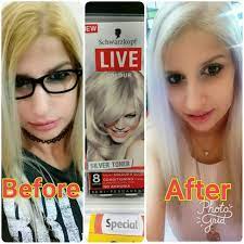 From Yellow Blonde To Silver Blonde Silverhairtoner Silver Hair Toner Silver Blonde Schwarzkopf Live Colour