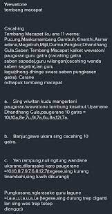 Yang paling dikenal umum ada 11 jenis tembang macapat, yaitu, pucung, megatruh, pangkur, dangdanggula, dll. 5 Jlentrehna Wewatone Tembang Macapat Wangsulan Brainly Co Id