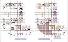 First And Second Floor Plan With Computer Center With Library Dwg File Floor Plans How To Plan Computer Center