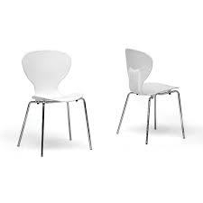 Baxton Studio Boujan Stackable Chairs 17 12 H X 16 W X 15 D White Set Of 2 By Office Depot Officemax Modern Dining Chairs Modern Dining Dining Chair Set