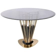 Winchester Dining Table In Brass And Smoked Glass Smoked Glass Dining Table Metal Dining Table
