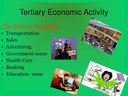 The tertiary sector, i.e., services. Tertiary Economic Activity Definition Tertiary Economic Activity Definition Geography What