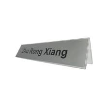 The clear silver base option allows the natural finish of the aluminum to appear through images and provides a unique look and a clear, brushed aluminum appearance. 9050d A Shape Acrylic Table Top Name Plate Holder Great Partner