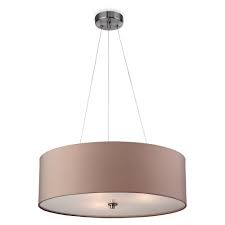 It can depend on many different variables for example the height of ceiling, reflective surfaces within room, lighting levels required for type of room, maintenance of the light fittings and light distribution. Firstlight 2314ta Modern Taupe Drum Shade Suspended Ceiling Light Fitting Ideas4lighting Sku77i4l
