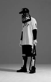 Kontrast Hvid Sort Maske Urbaner Stil Futuristische Mode Strassenmode