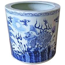 Chinese fish bowl planters uk. Large Chinese Porcelain Jardiniere Or Planter Jar Blue And White Hand Painted At 1stdibs