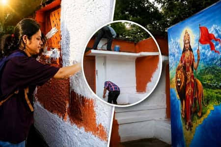 সাদা রং ঢেকে অ্যাকাডেমির দেওয়াল ফের গেরুয়া! পুরনো ছবি দেখিয়ে কী দাবি বিধায়ক রুদ্রনীলের? | Academy of Fine Arts Colour Controversy: Saffron Paint Restored After Artists ...