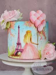 Birthday Cakes For Ladies 2020 The Girl In Paris Cake Girl And Baloon Cake In 2020 Paris Cakes Girl Cakes Birthday Cake Kids