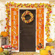 Amazon.com: Thanksgiving Day Decorations Thanksgiving Decorations Autumn  Decorations Fall Decorations BLESSED THANKSFUL Hanging Banner Porch Sign  Fall Harvest Porch Sign for Front Porch Decor by HappyField : Home & Kitchen