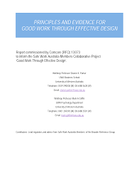 Https Www Comcare Gov Au About Forms Publications Documents Publications Safety Principles And Evidence Good Work Through Effective Design Report Pdf