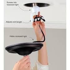 The can converter model #r4 recessed can light conversion kit for 4 recessed can lights. Worth Home Products Instant Pendant 1 Light Recessed Light Conversion Kit Brushed Bronze Globe Cage Shade Pbn 4034 0011 The Home Depot
