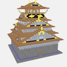 Osaka castle recreation on minecraft server. Feudal Japanese Osaka Castle 53x53x60 3d View Layer By Layer Mineprints