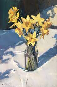 Paul Rafferty Daffodils Full Sun Flowers In Vase Painting Acrylic Painting Flowers Floral Painting