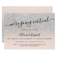 Silver Glitter Blush Script Virtual Wedding Invitation Zazzle Com In 2020 Printable Wedding Invitations Vintage Wedding Invitations Beautiful Wedding Invitations