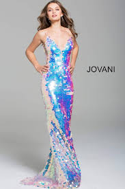 Jovani 59838 Pink Paillette Spaghetti Straps Prom Dress Jovani Dresses Prom Dresses Gowns Fitted Prom Dresses