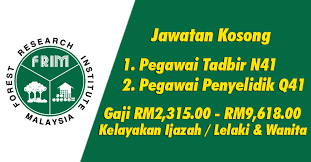 Pemohon daripada warganegara malaysia yang berminat dan memenuhi syarat dijemput untuk membuat permohonan jawatan kosong di institut penyelidikan dan kemajuan pertanian malaysia (mardi) sebagai : Jawatan Kosong Di Institut Penyelidikan Perhutanan Malaysia Frim Terbuka Lelaki Dan Wanita Jobcari Com Jawatan Kosong Terkini