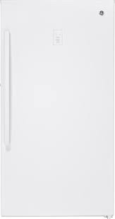 Electronic controls on the door make it easy to adjust the temperature, while various shelves keep your things organized. Ge Fuf21dlrww 33 Inch White Freestanding Upright Freezer In White Appliances Connection