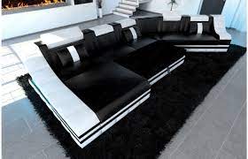 Leder Wohnlandschaft Turino Cl Mit Led In Schwarz Weiss Exklusiv Bei Sofa Dreams Wohnen Sofa Design Wohnlandschaft