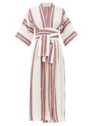 Oddělení humanitární pomoci a rozvojové spolupráce. Charita V Neck Striped Linen Wrap Dress Print Three Graces London Matchesfashion Fr