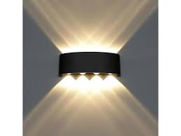 Kawell Modern Outdoor Waterproof Wall Lamp 8 Leds Hallway Porch Wall Sconce Up Down Wall Light Indoor Matte Black Wall Mount Light Fixture For Hotels Yards Doorways Garden Pathway Warm White