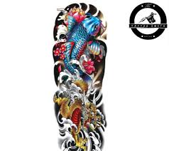 Vibrant Japanese Koi Fish and Dragon Tattoo - Symbolism Meets Artistry -  Etsy