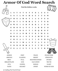 Bible word searches printable sheets. Armor Of God Word Search Activity Sheet Crafting The Word Of God