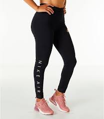 Black And Gold Nike Clothes Front View Of Women S Nike Sportswear Air Leggings In Black Rose Gold Nike Outfits Nike Leggings Black Nike Women