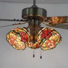 A style creation of ceiling is one of the essential aspects of a room's design. Tiffany Flower Semi Flush Mount Light 3 Heads 42 Inch Stained Glass Led Ceiling Fan For Villa Takeluckhome Com