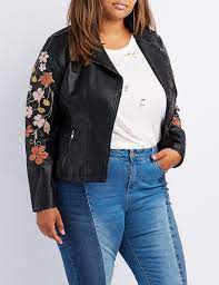 Charlotte Russe Plus Size Embroidered Faux Leather Moto Jacket Shopstyle Faux Leather Moto Jacket Plus Size Outerwear Charlotte Russe Plus Size
