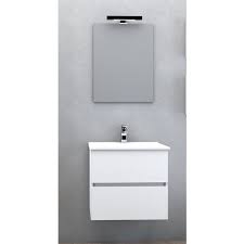 Scopri tutti i nostri specchi e scegli il modello più adatto alle tue esigenze. Mobile Bagno Sospeso 60 Cm Con Lavabo In Ceramica Specchio E Luce Led Bianco Lucido 12316