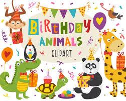 Clip Art Funny Birthday Wishes Happy Birthday Clip Art Digital Paper Funny Birthday Card Etsy In 2020 Animal Birthday Animal Party Animal Birthday Party