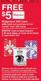 You can exchange for another product or receive another gift card. Walgreens 5 Gift Card For Buying Two Vanilla Visa Gift Cards