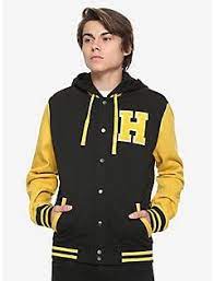 Harry Potter Hufflepuff Black Yellow Varsity Hoodie Multi Varsity Hoodie Harry Potter Hufflepuff Varsity Hoodie Jacket