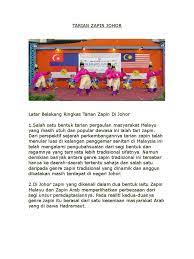 Pusat pentadbiran atau ibu negeri johor ialah johor bahru (dahulu dikenali sebagai tanjung puteri). Latar Belakang Ringkas Tarian Zapin Di Johor