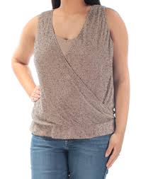 Ralph Lauren 298 Womens New 1347 Brown Beaded With Cami V Neck Wrap Top L B B Walmart Com