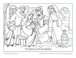 Coloring page of saint john the baptist in the wilderness eating wild honey and locusts. The Birth Of John The Baptist Coloring Page Children S Bible Activities Sunday School Activities For Kids