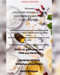 Our online holistic nutrition certification prepares you to be a health coach counselor to individuals and organizations. Sarkin Minna On Twitter Do It Yourself Comprehensive Skincare Training Learn How To Make Organic Promixing Cream Soap Oils Stretch Marks Cream And Many More Make Millions Of Naira From