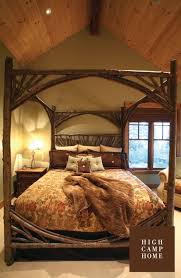 Contemporary rustic, live edge, reclaimed wood, natural wood La Lune Collection Canopy Bed 4276 4282 Rustic Canopy Beds Canopy Bed Rustic Bedroom