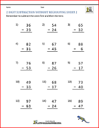 Two digit subtraction worksheets from www.2ndgradeworksheets.net some of the worksheets for this concept are subtraction, subtraction work 2 digit minus 2 digit subtraction, no regrouping column t1s1, , subtracting 2 digit numbers no regrouping, two digit subtraction. 2 Digit Subtraction Without Regrouping Worksheets