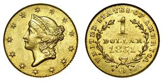 1851 o liberty head gold dollar type 1 early gold dollar