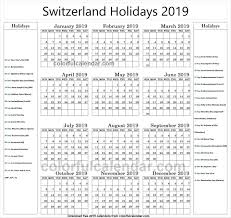 2019 School Holidays Switzerland Kids Calendar National Holiday Calendar Holiday Calendar