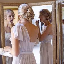 I Think It S Best To Have No Necklace With One Shoulder Dresses Just A Loose Updo And Dangly Earring Bridesmaid Hair Cute Bridesmaid Dresses Bridesmaid Colors