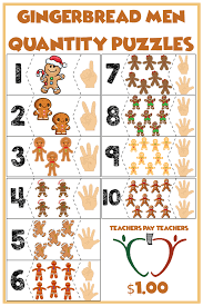 Gingerbread Men Quantity Puzzles 1 10 Show Me Fingers Version Gingerbread Man Autism Activities Math Centers