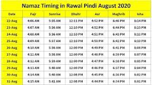 Prayer times of june prayer times of august. Namaz Timing In Rawalpindi August 2020 Islamps Youtube