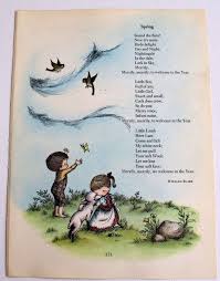 Vintage Spring Illustration By Joan Walsh Anglund With Poem By William Blake Kids Poems Spring Illustration Childrens Poetry